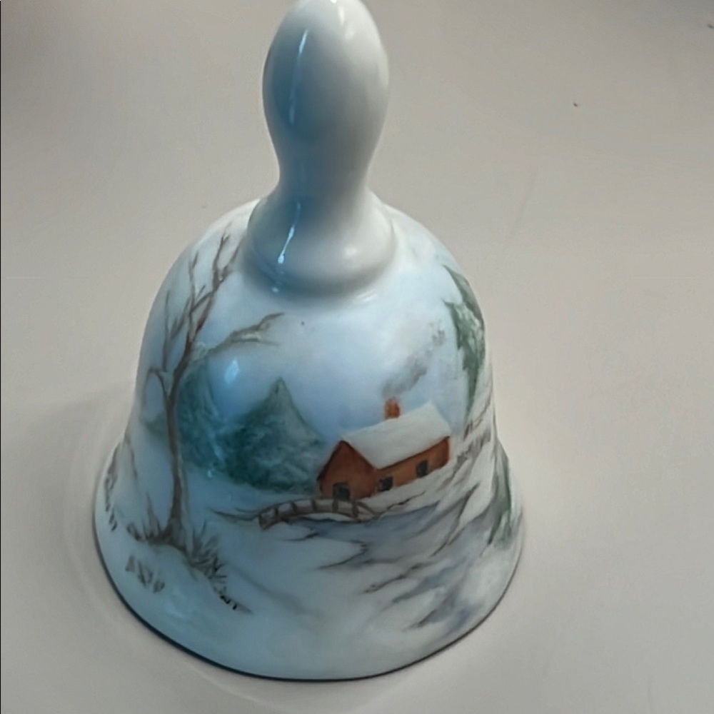 Decorative Winter farmhouse  Scene Bell signed